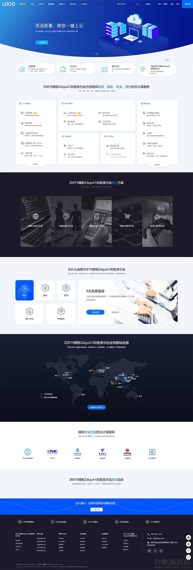 Zkeys主机管理系统模板ZdsjuA1风格模板下载-网站源码网