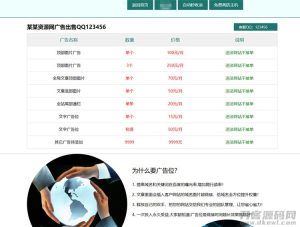 广告位出售页HTML网页模板下载-网站源码网