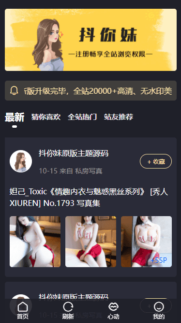 最新抖你妹原版主题源码仿抖音模式套图SEO源码_WordPress图片主题-网站源码网