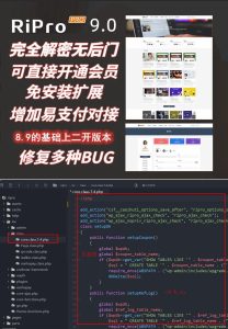 Ripro9.0免扩展二开版/WordPress博客主题Ripro全解密无后门-网站源码网