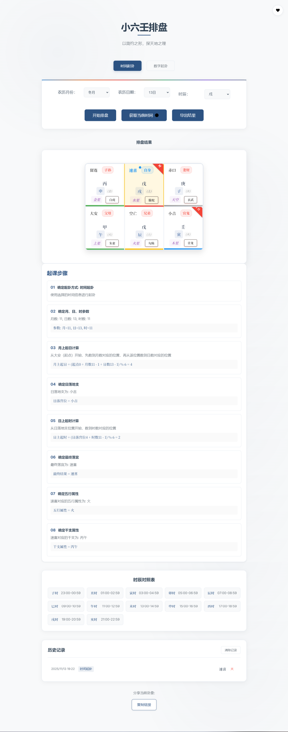 小六壬排盘工具源码 自适应双端-网站源码网
