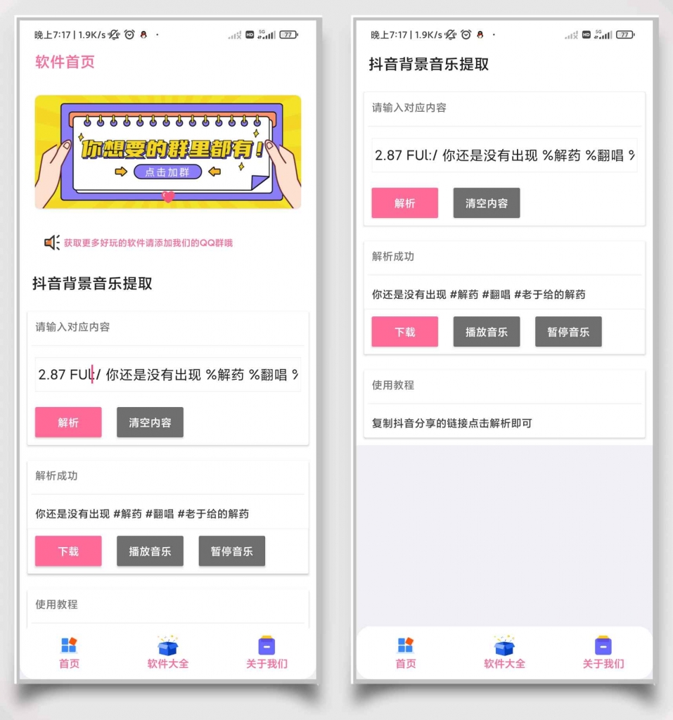 抖音短视频背景音乐解析下载工具-网站源码网