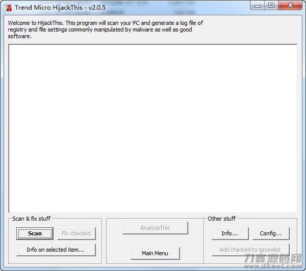 HijackThis(浏览器被劫持修复工具)v2.0.5 免费版 HijackThis(浏览器被劫持修复工具)v2.0.5 免费版